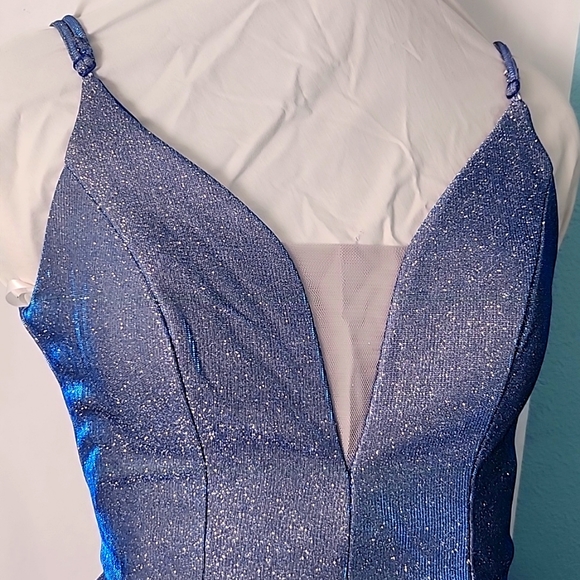 Beautiful Sparklying Holographic Blue Prom Dress - Picture 2 of 7